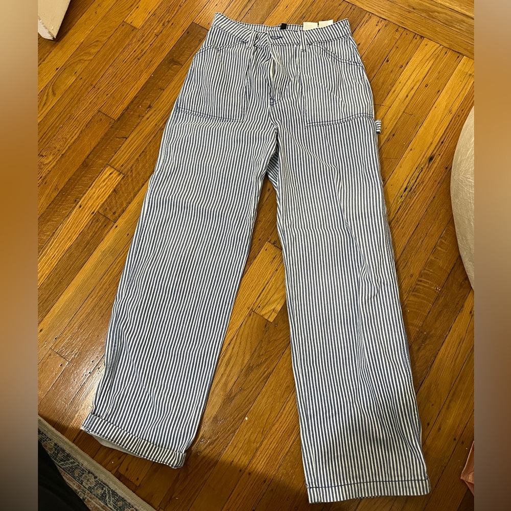 Striped high waisted cargo pants